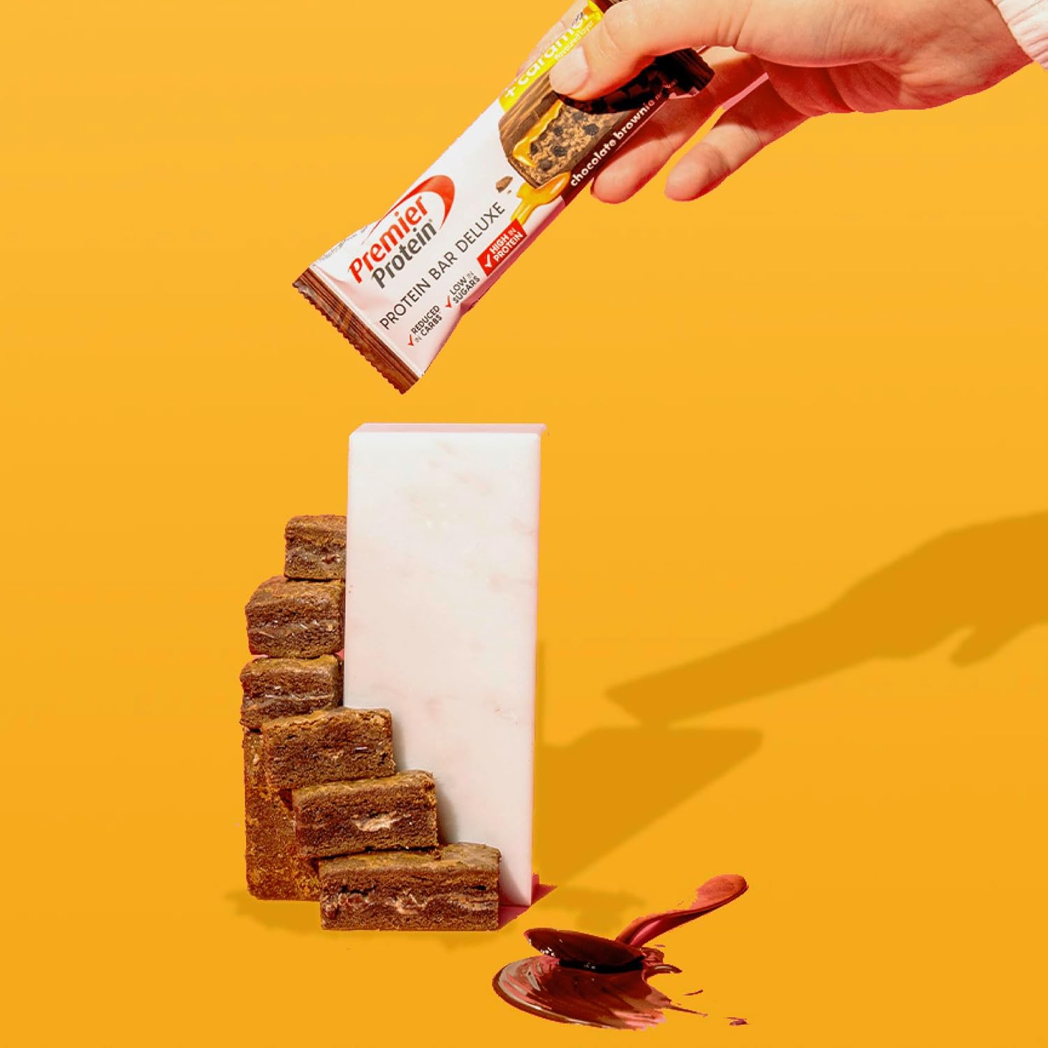 Detalle de Premier Protein Protein Bar Deluxe 40% – Chocolat Brownie, pack de 12 x 50 g