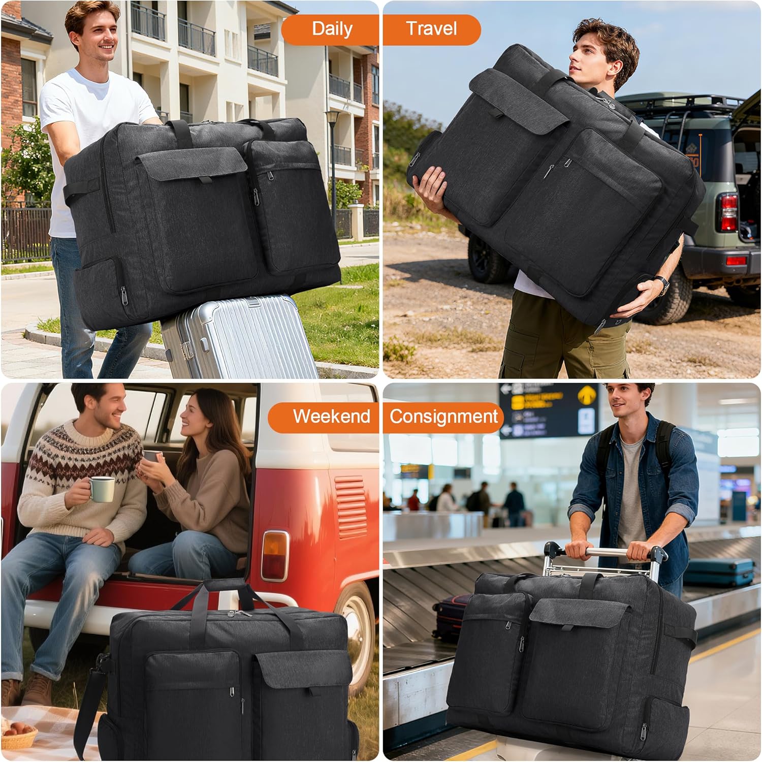 Thumbnail 6 de Sac de Voyage Pliable 100L avec Compartiment à Chaussures – Grand Sac Léger et Polyvalent