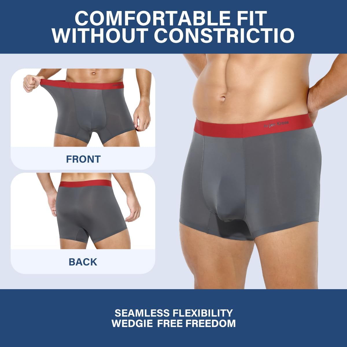 Detalle de Casey Kevin Men’s Ice Silk Boxer Briefs: Breathable, Skin‑Friendly Underwear