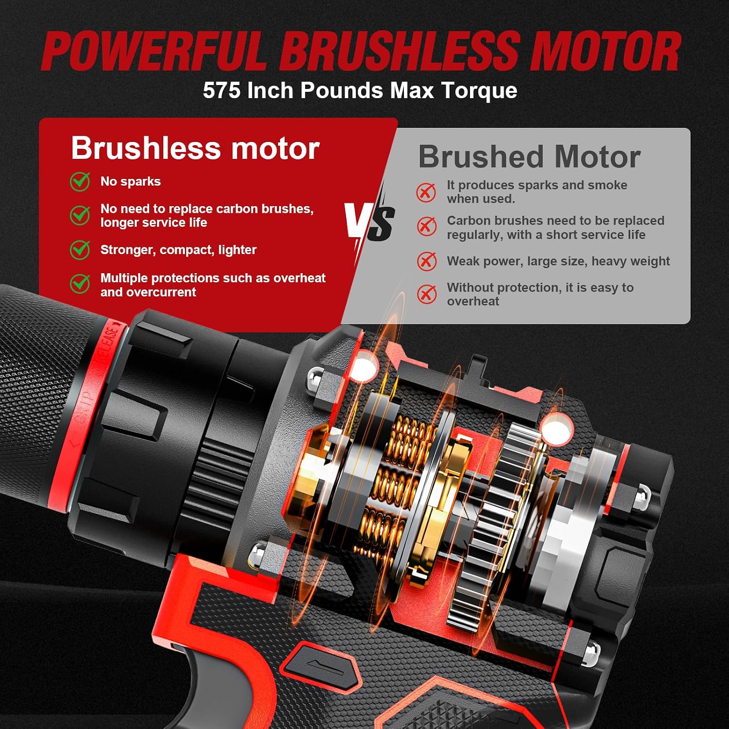 Thumbnail 1 de Brushless Cordless Hammer Drill Set — 21V with 2 Batteries, 87 Accessories and 10mm Heavy-Duty Chuck (KELNOW)