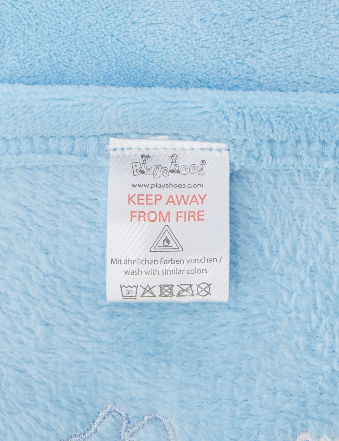 Thumbnail 2 de Playshoes Couverture polaire pour bébé – bleu uni avec motif ours, 100 x 150 cm