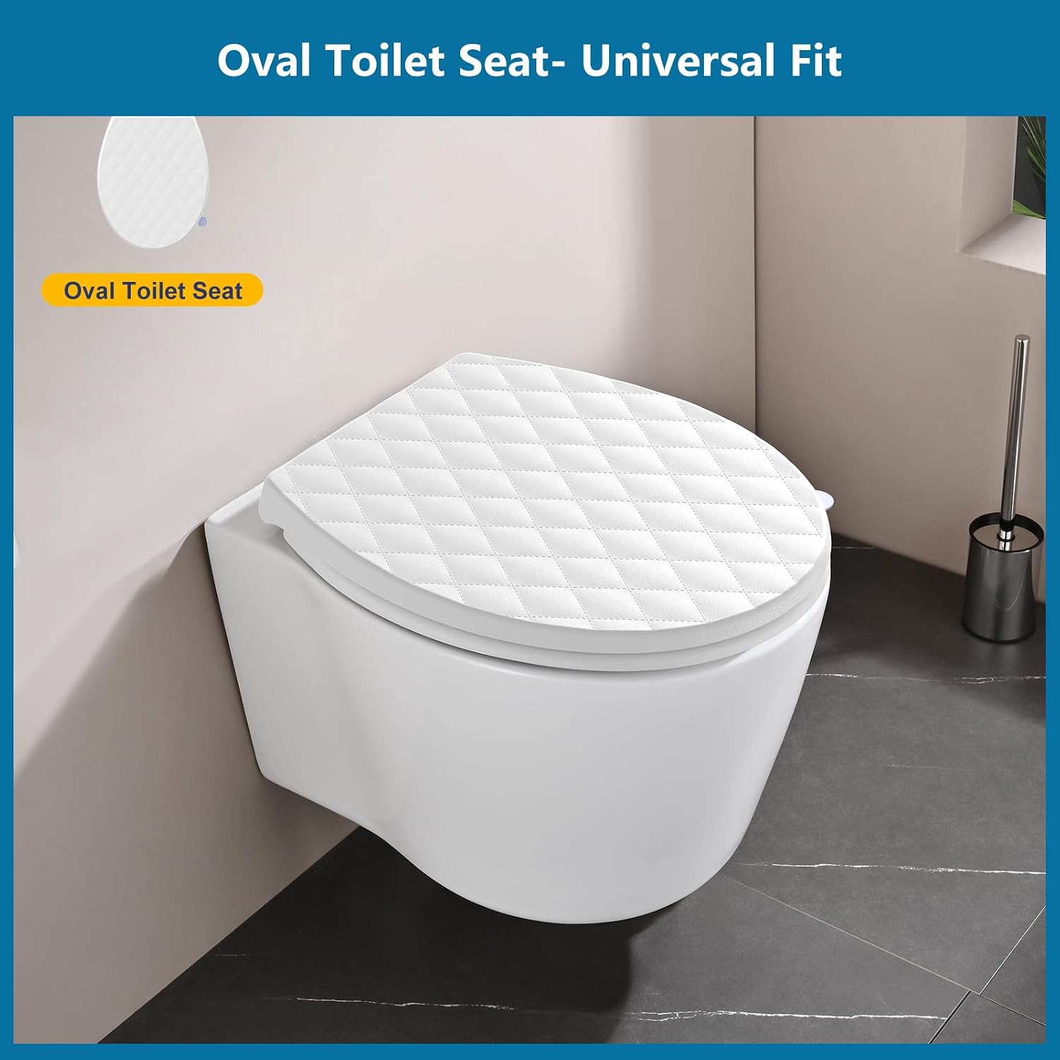 Detalle 2 de SREWOHS PRO Oval Toilet Seat, Soft-Close, Quick-Release, White PP