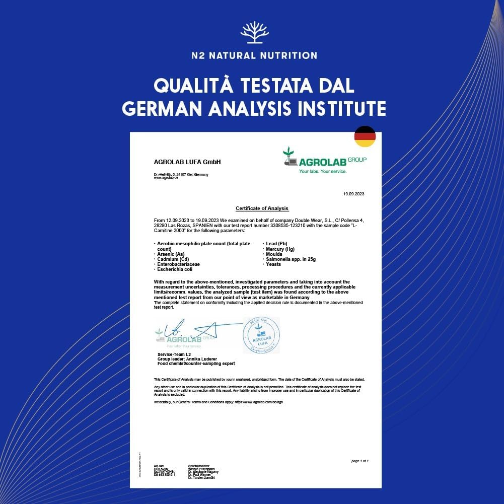 Detalle de L Carnitina 2000 di N2 Natural Nutrition – 150 capsule per 75 giorni: high-dose L-Carnitina tartrato in capsule