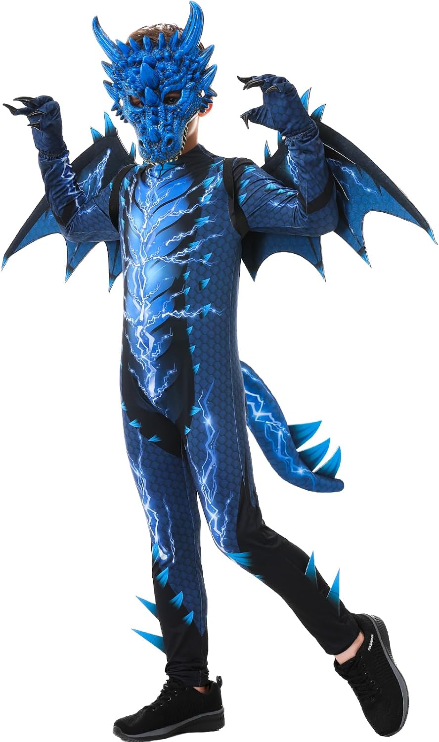 Detalle 2 de aicoaub Kids Dragon Costume with Lightning Wings, Mask and Detachable Tail