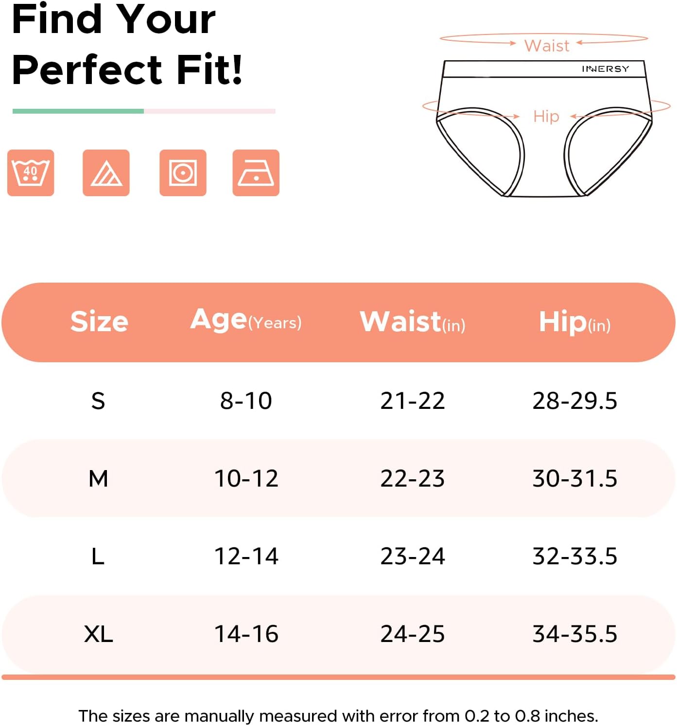 Detalle de INNERSY Knickers for Teenage Girls – Soft Cotton, Tagless Comfort (Pack of 6)
