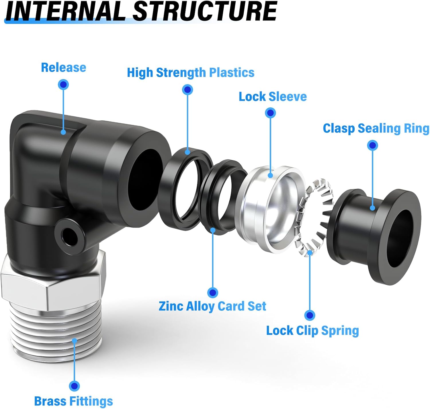 Thumbnail 2 de TAILONZ PNEUMATIC PL6-03 male elbow push-to-connect fitting for 6mm tube (3/8" BSP), 10-pack