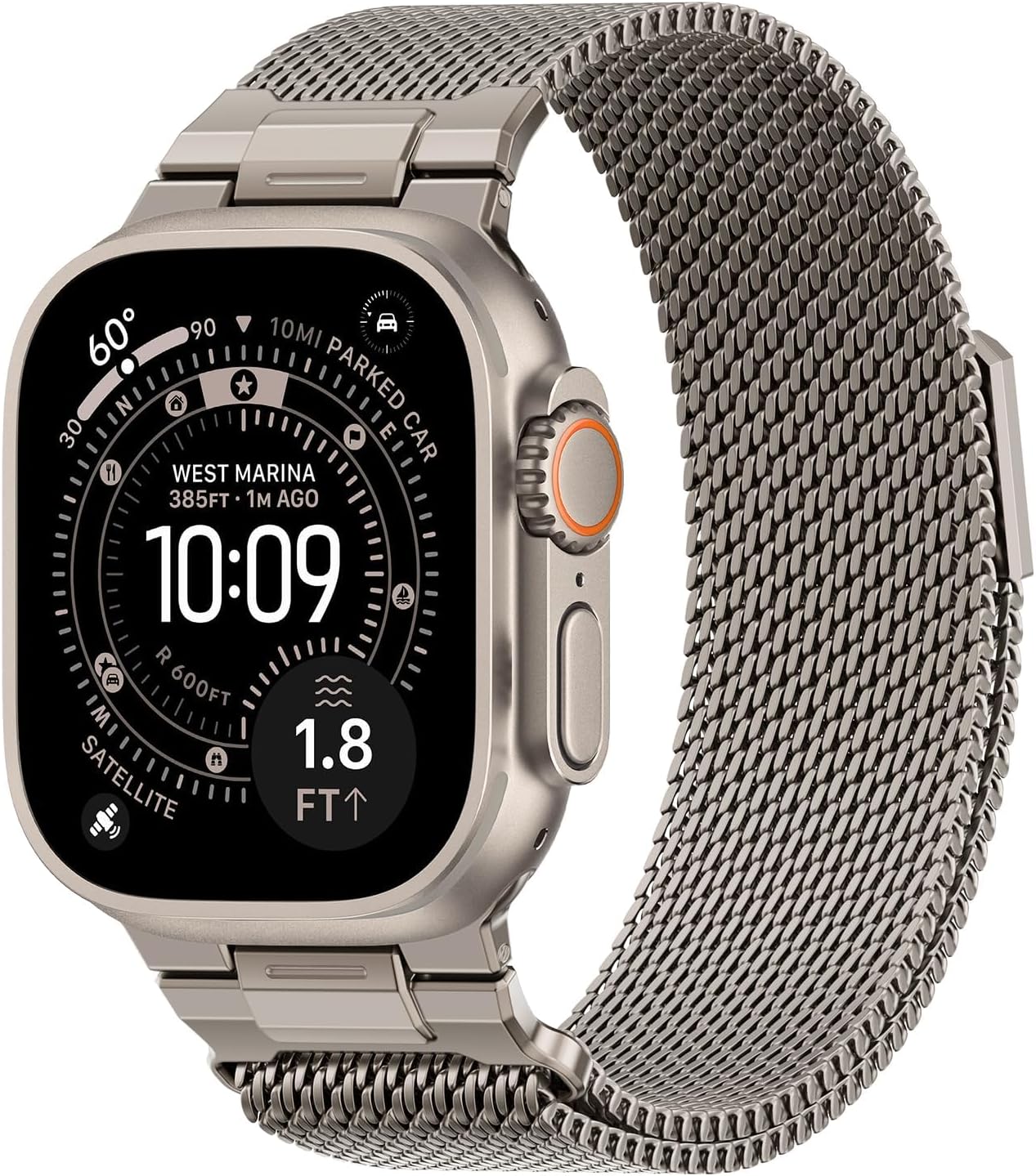 Detalle de SOLOLUP Milanese Loop Magnetic Strap for Apple Watch Ultra 3/2 – 24mm Wide Stainless Steel Mesh Band