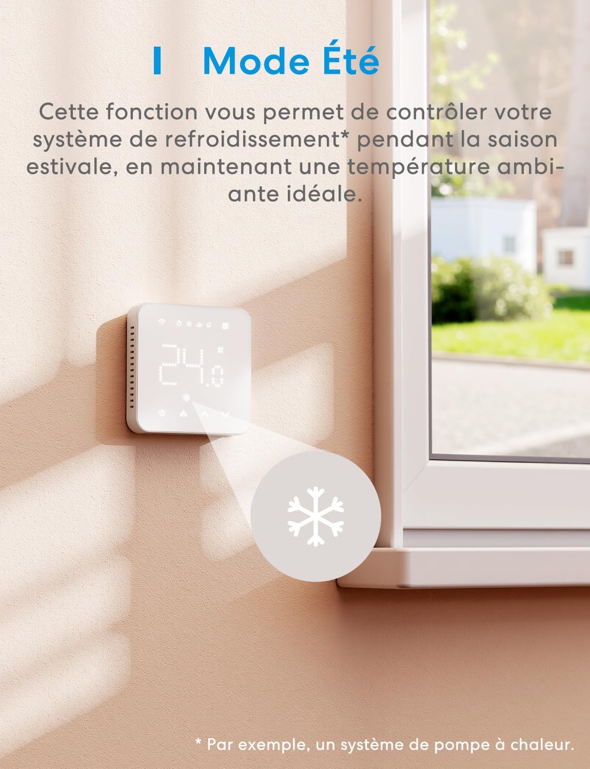 Detalle 2 de Meross Thermostat Connecté Encastrable WiFi pour chaudière / chauffage au sol à eau, compatible Apple HomeKit, Alexa et Google Home