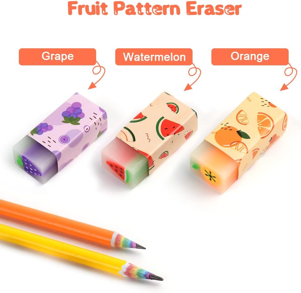 Detalle de Gommes fruits Vicloon ColoréEs – 6 gommes illustrées pour enfants et élèves