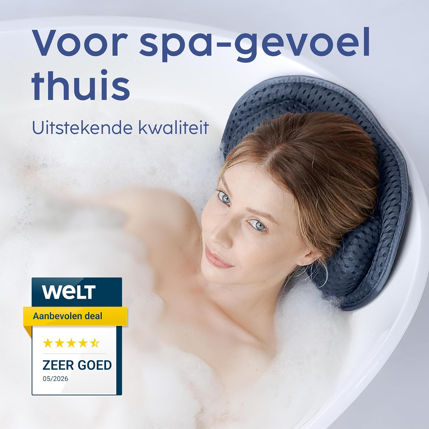 Detalle de Vesta+ BK-L-DB badkussen XXL, nachtblauw, 6 zuignappen en 3D-mesh