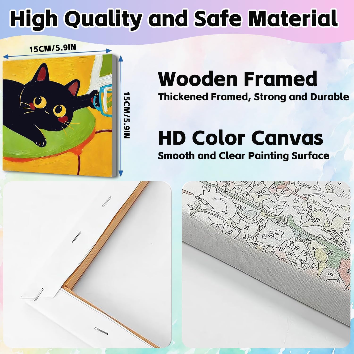 Thumbnail 1 de WEMEON 4 Pack Paint by Numbers for Children with Framed and Easel – 8x8 Inch