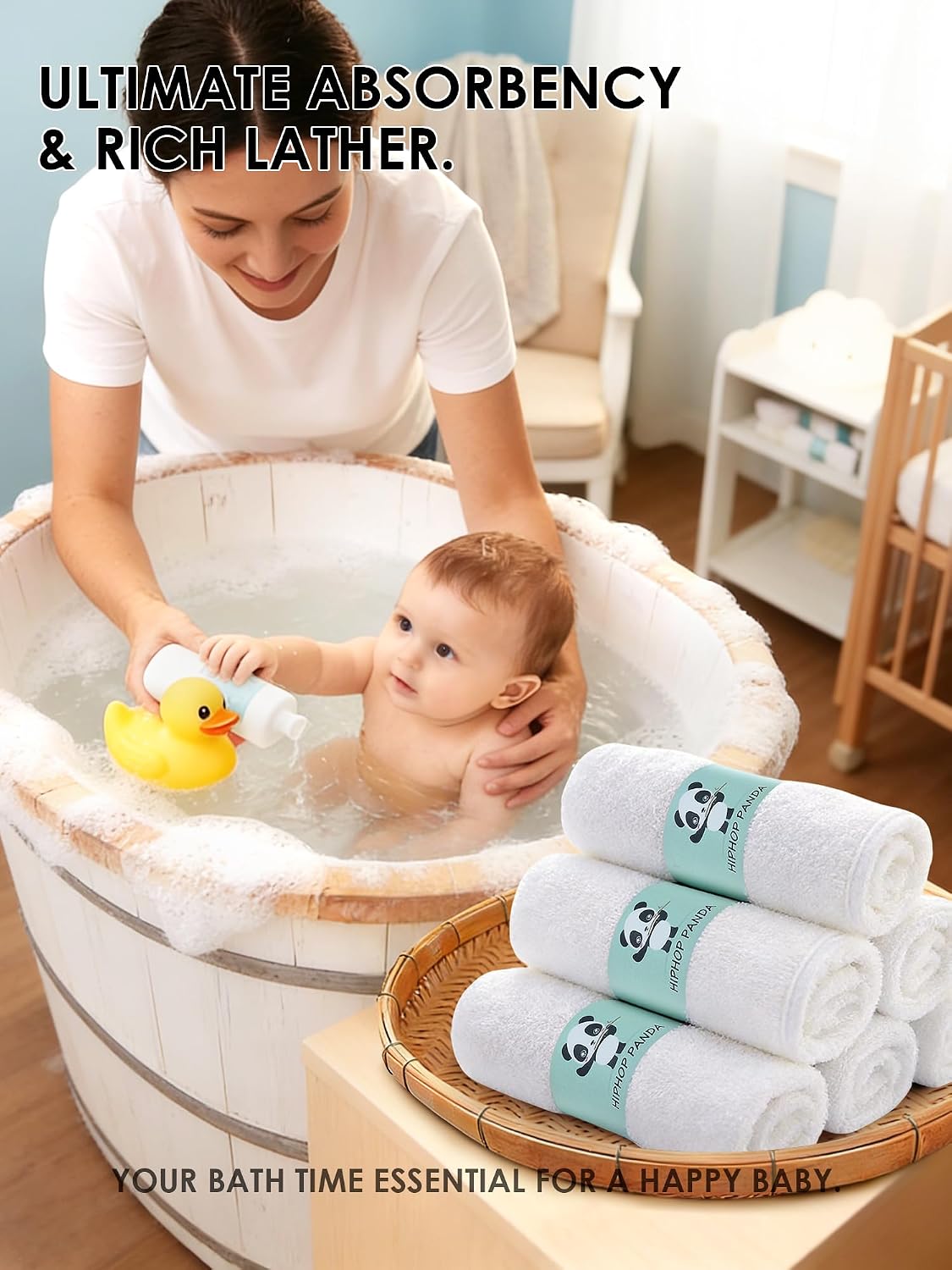 Detalle 2 de HIPHOP PANDA Baby Washcloths, Rayon from Bamboo