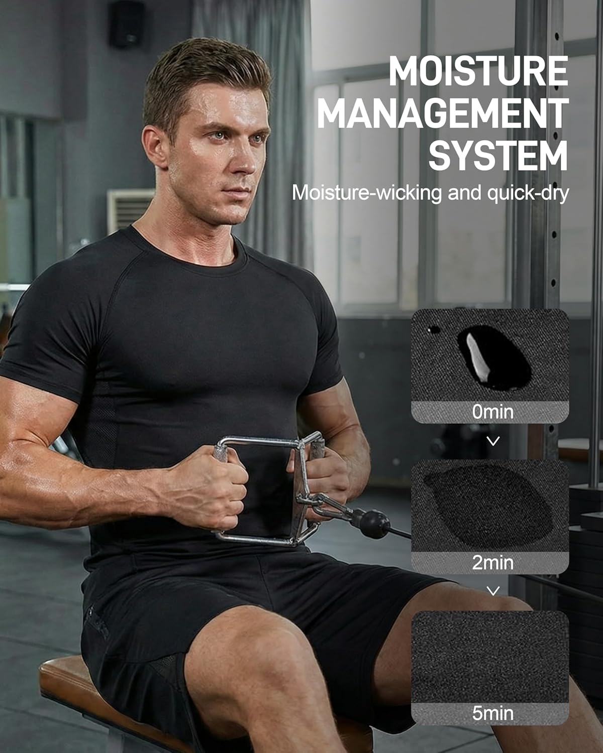Thumbnail 3 de YESWEL 3 Pack Men's Compression Gym T-Shirts – Quick Dry, Breathable with Underarm Mesh Panels