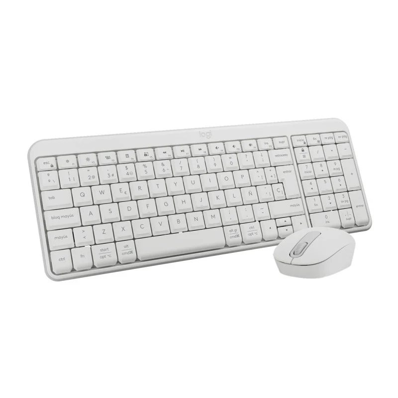 Detalle de Teclado + ratón membrana Logitech MK250 inalámbrico compacto con layout ES (blanco)