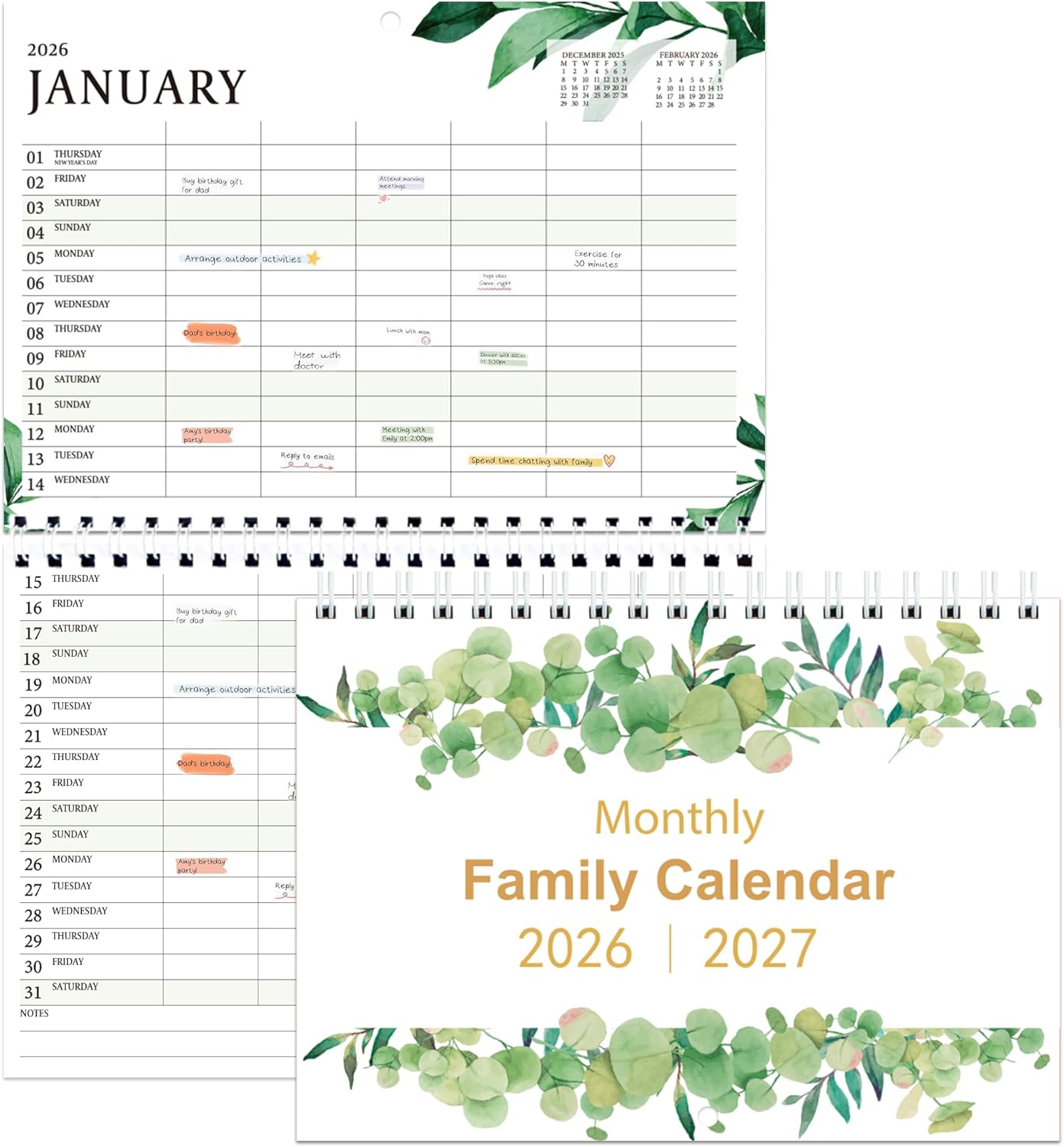 Thumbnail 1 de Family Calendar 2026 UK Family Planner – 18 Month to View Wall Calendar