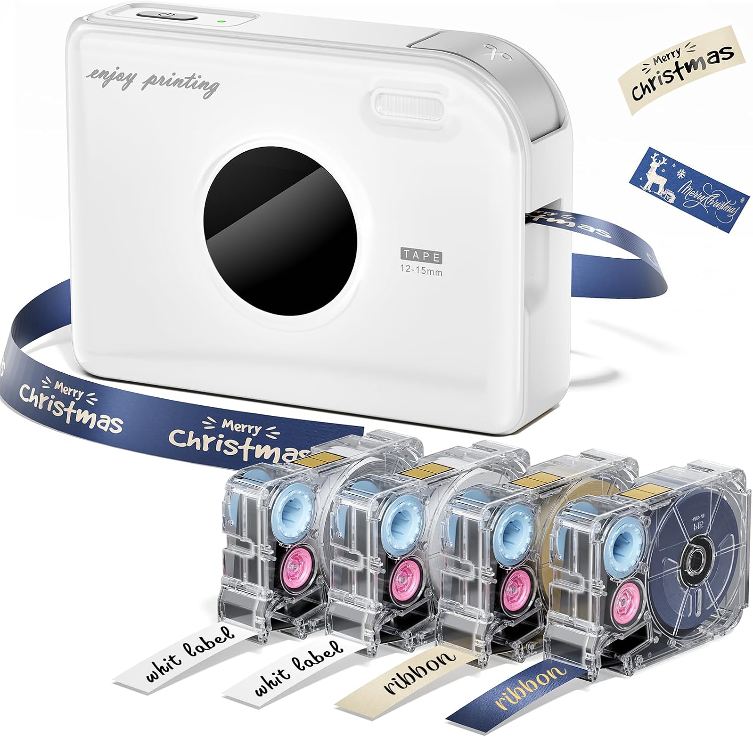 Detalle de Phomemo A30-WH-4 labelprinter met Bluetooth en textiellabels