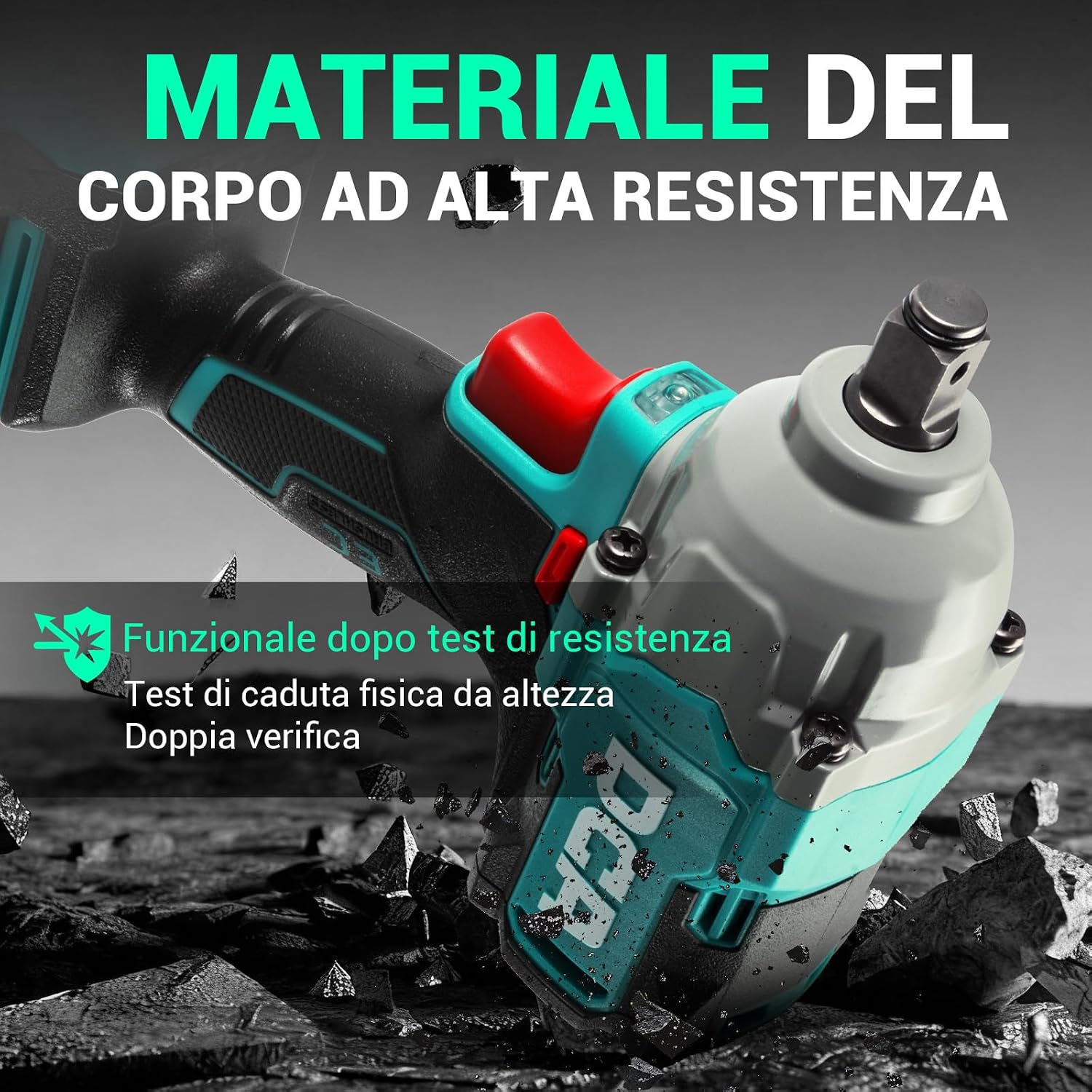 Detalle de DCA Avvitatore a impulsi brushless 20V con batteria 4,0 Ah e attacco 13 mm con anello Hog