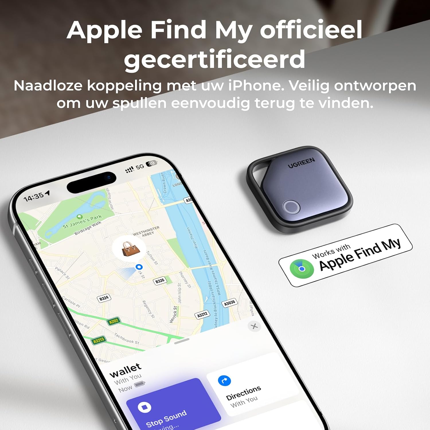 Detalle 2 de UGREEN FineTrack (4-pack) sleutelvinders voor Apple Zoek mijn met 80 dB alarm