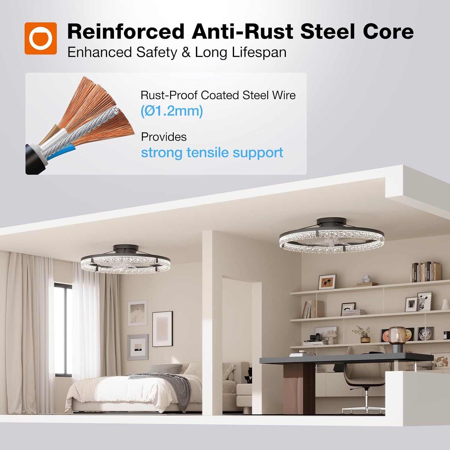 Thumbnail 4 de addlon NFM020111-11 24-Inch Low-Profile Ceiling Fan with Dimmable LED Light