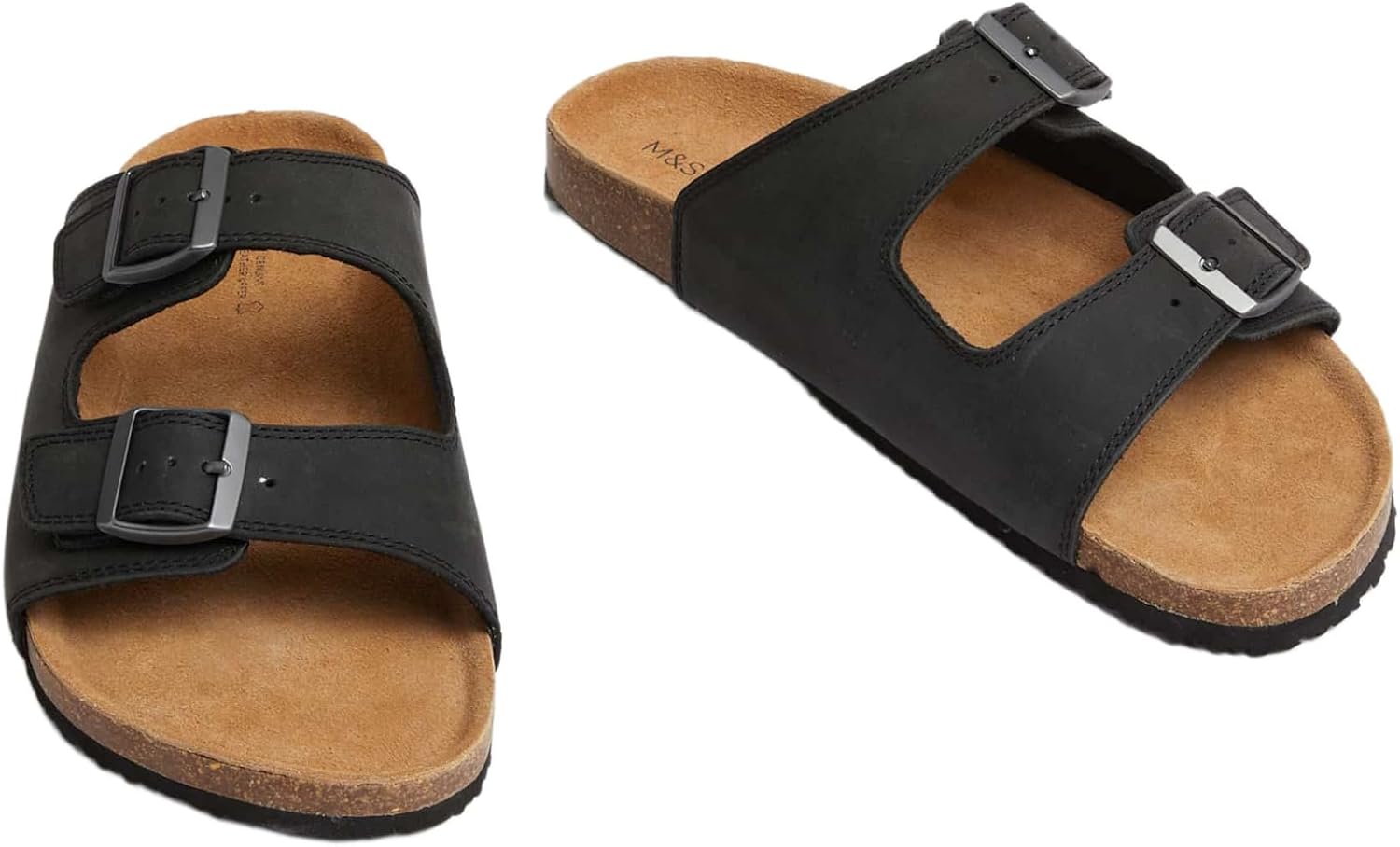 Detalle de Marks & Spencer suède sandalen voor heren met verstelbare gespen en kurkvoetbed