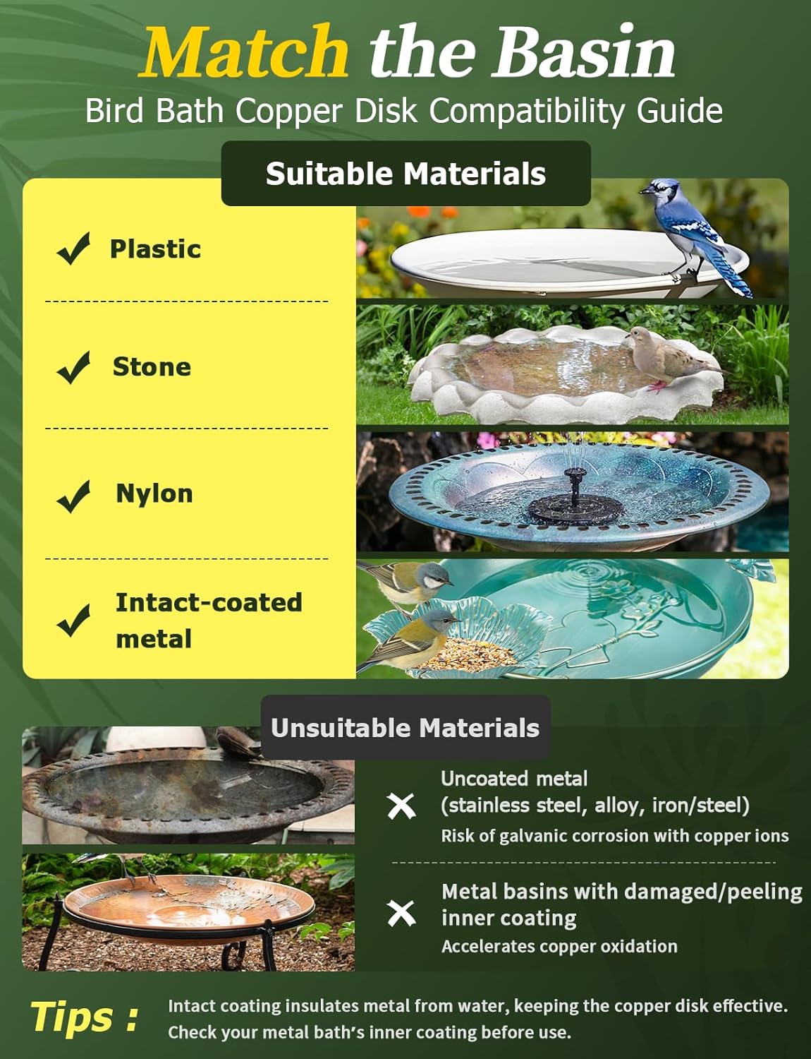 Thumbnail 6 de Mellbree 2PCS Bird Bath Copper Disk – 99.99% Pure Copper, 0.6mm Thick