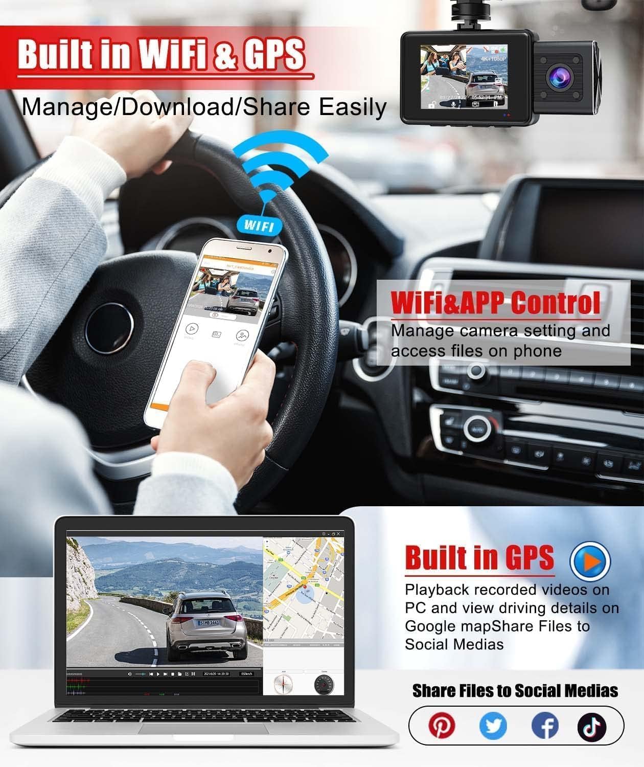 Detalle 2 de 4K/1080P Dual-Dashcam Auto mit 32GB SD-Karte