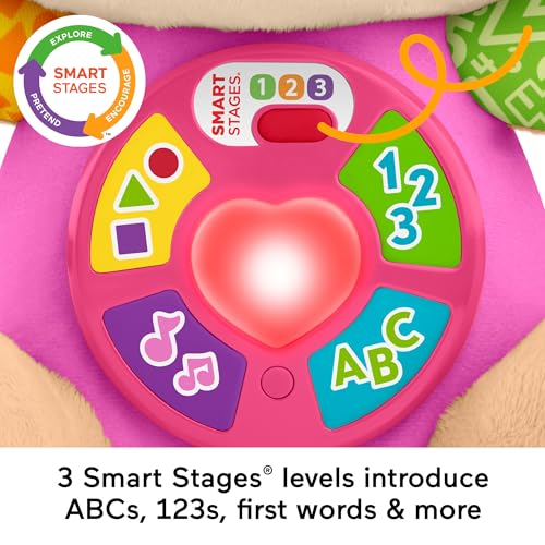 Detalle de Fisher-Price Sis Pink Smart Stages Plush: Multilingual Learning Toy for infants 6+ months