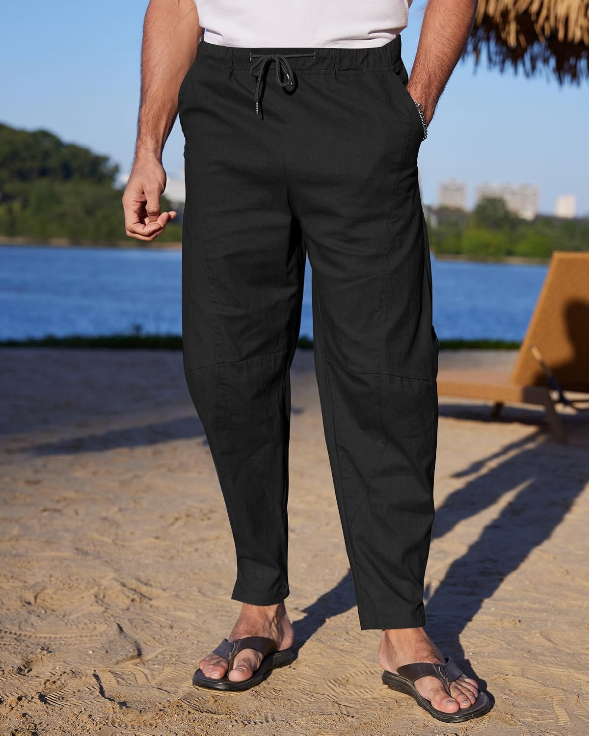Detalle 2 de YAOBAOLE Pantalon lin coton 75%