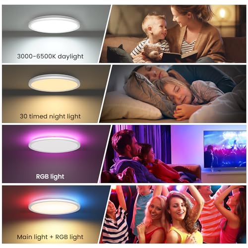 Thumbnail 6 de Tyreses LED Deckenleuchte Dimmbar mit Fernbedienung, 24W RGB Farbwechsel – 30 cm