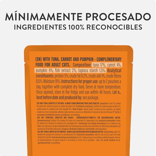Detalle de Schesir Sopa con Filetes de Atún con Zanahorias y Calabaza para Gatos (12 x 40 g) – Receta Original, 100% Natural