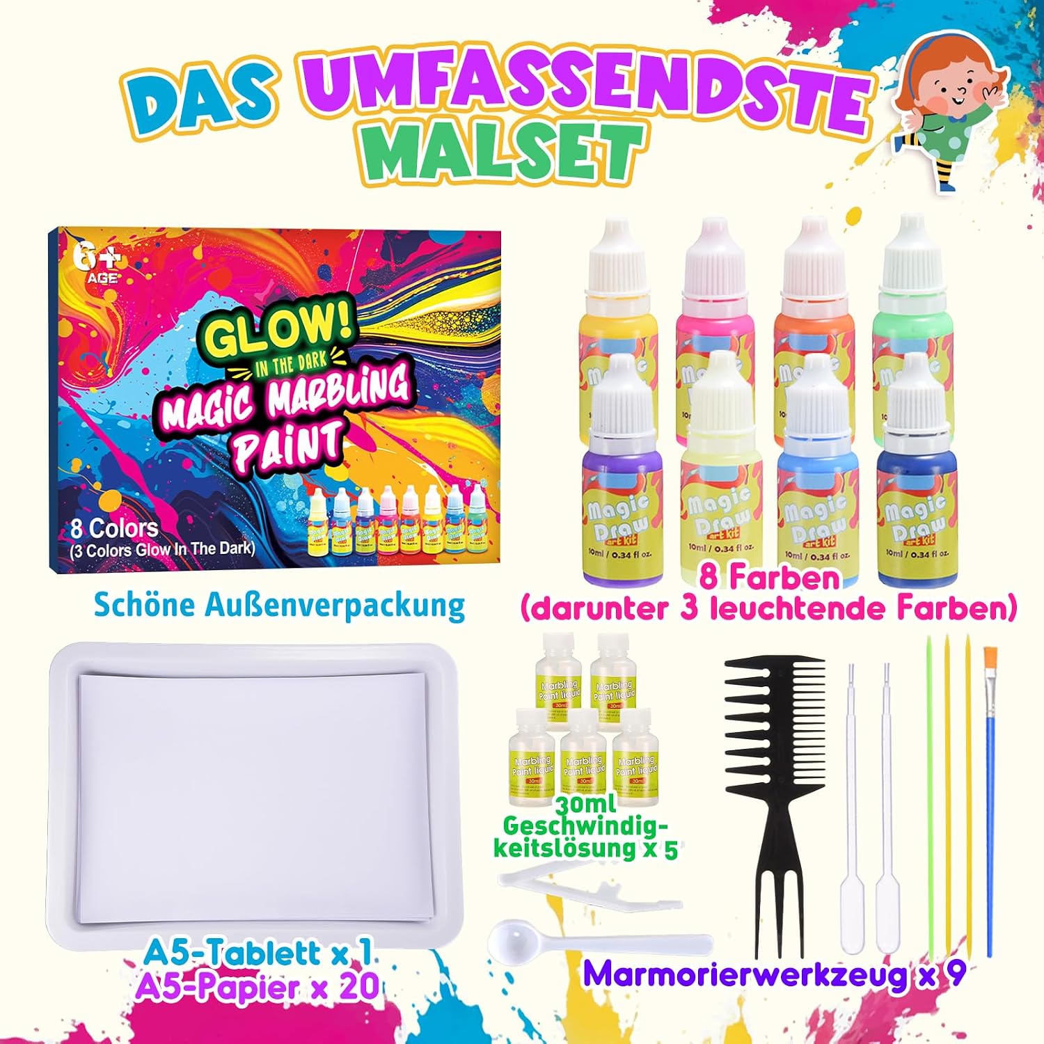 Thumbnail 5 de Hapikids Bastelset Marmorierfarbe 6 Jahre 🎨