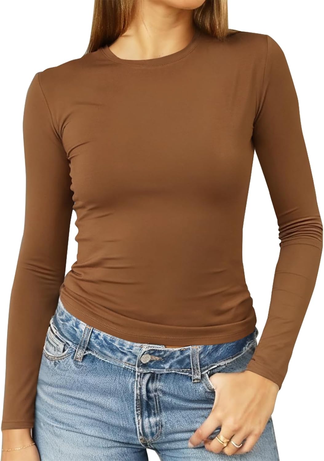 Detalle 2 de Abardsion Women’s Long Sleeve Crop Top Shirt (Slim Fit, Y2K-Style)