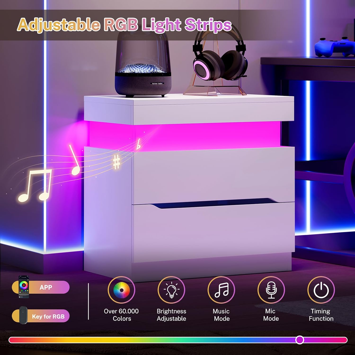 Thumbnail 4 de TEENFON Nightstands Set of 2