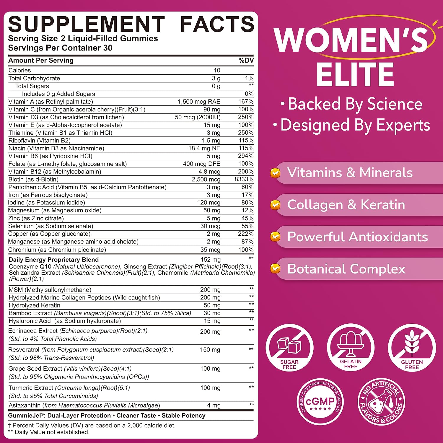 Detalle 2 de LILICARE Women's Multivitamin Gummies, 60 Count