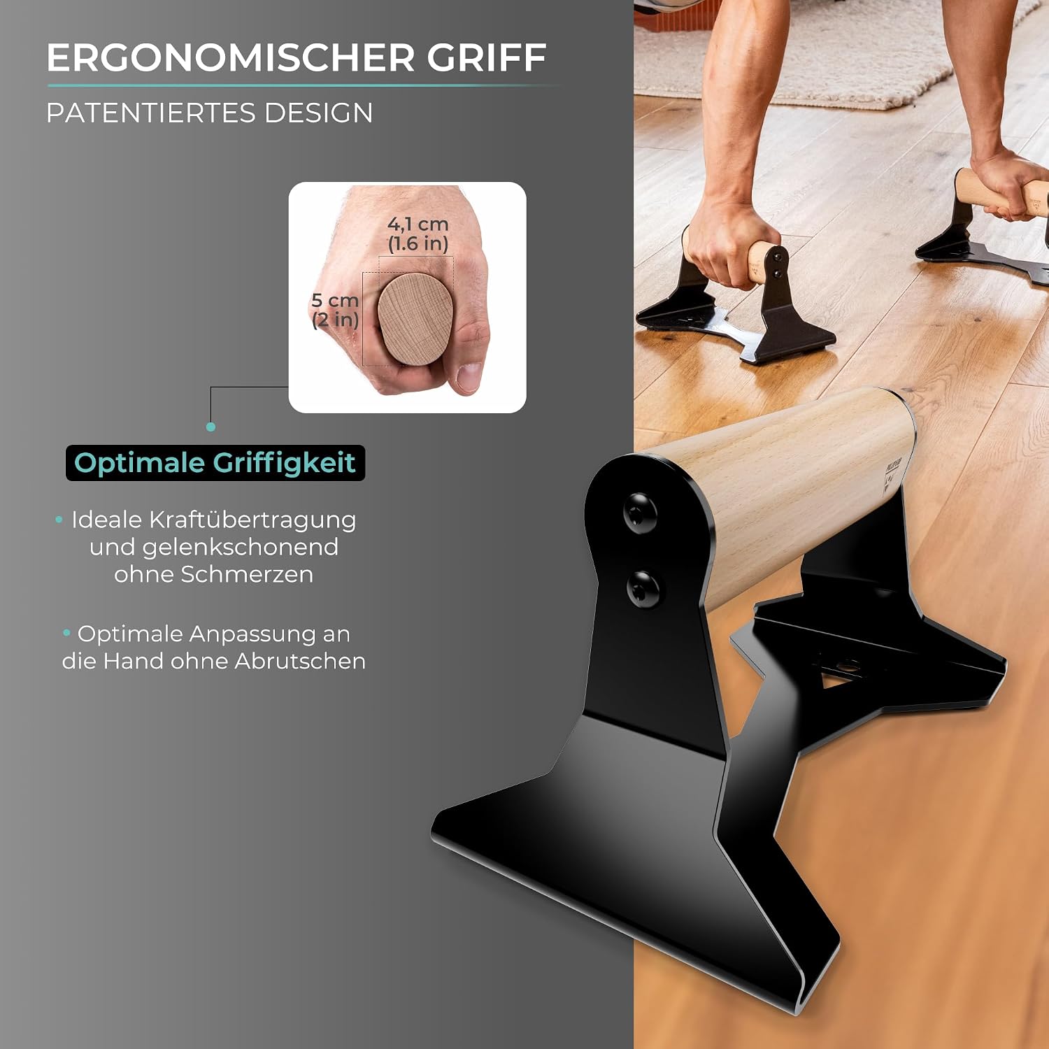 Detalle de PULLUP & DIP Liegestützgriffe Holz mit 200 kg