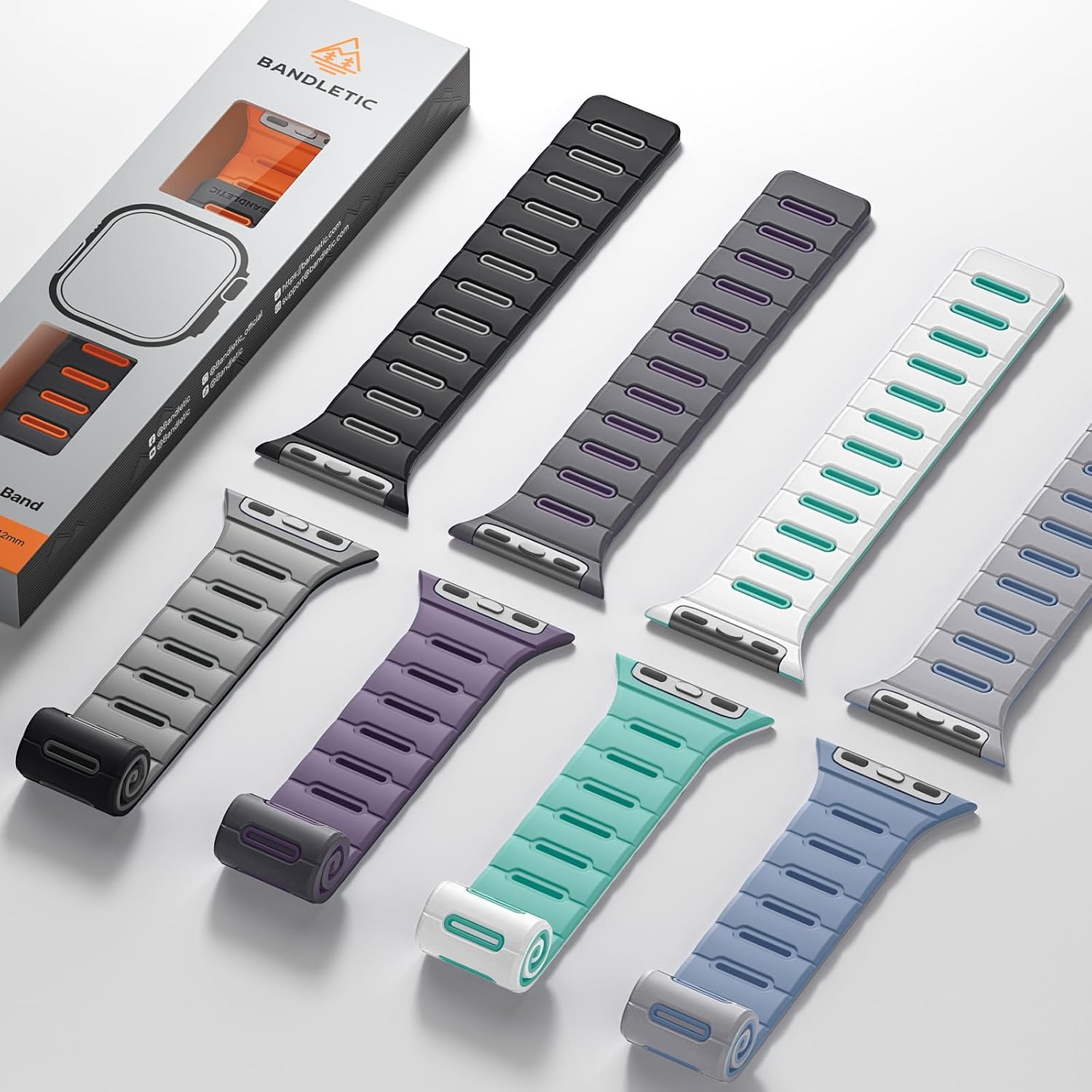 Thumbnail 6 de Bandletic Double Sided Reversible Strap for Apple Watch – Magnetic Silicone Band (42–49mm) for iWatch Ultra 3/2/1, Series 3–11, SE – UK