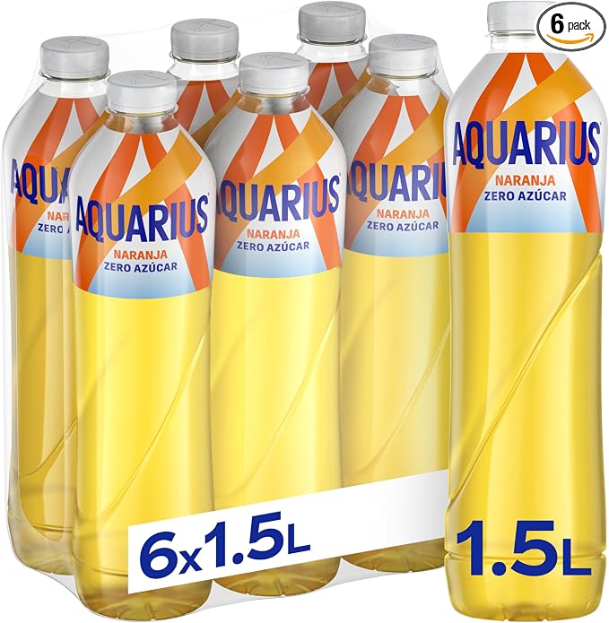 AQUARIUS Naranja Zero 💧 Pack 6 Botellas 1.5L