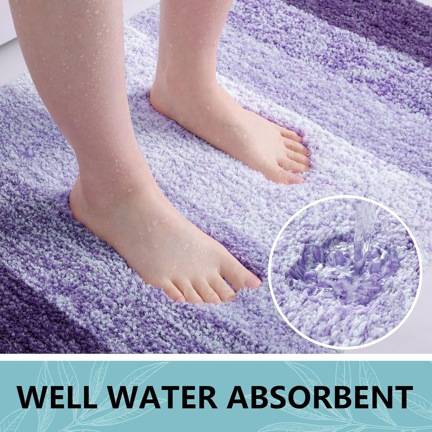 Thumbnail 2 de Arotive Microfiber Bathroom Rug, 34x21 Dark Purple – Shaggy, Ultra-Absorbent, Non-Slip Bath Mat