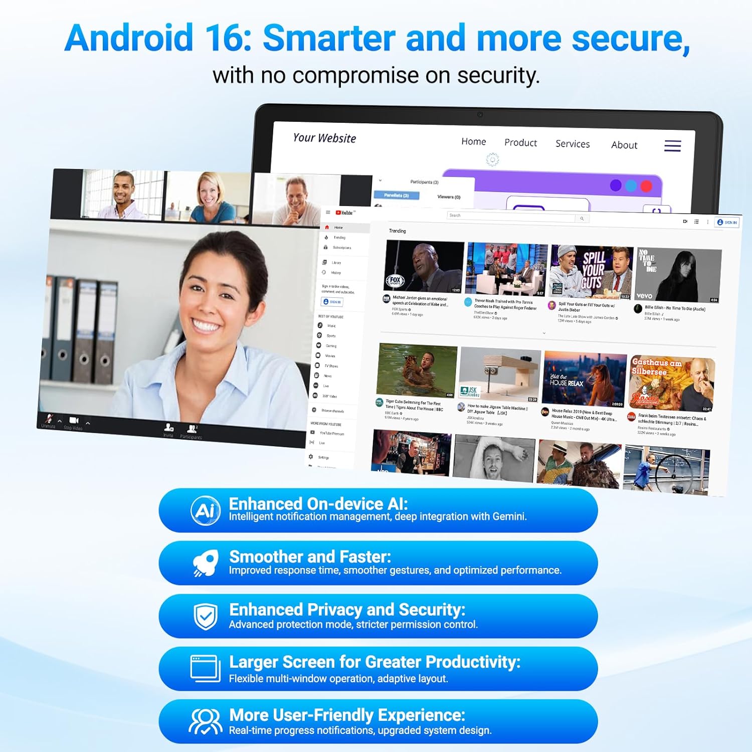 Thumbnail 3 de Laptok Android 16 11-inch Tablet (20GB RAM, 64GB storage up to 1TB TF, 5G WiFi) - Black