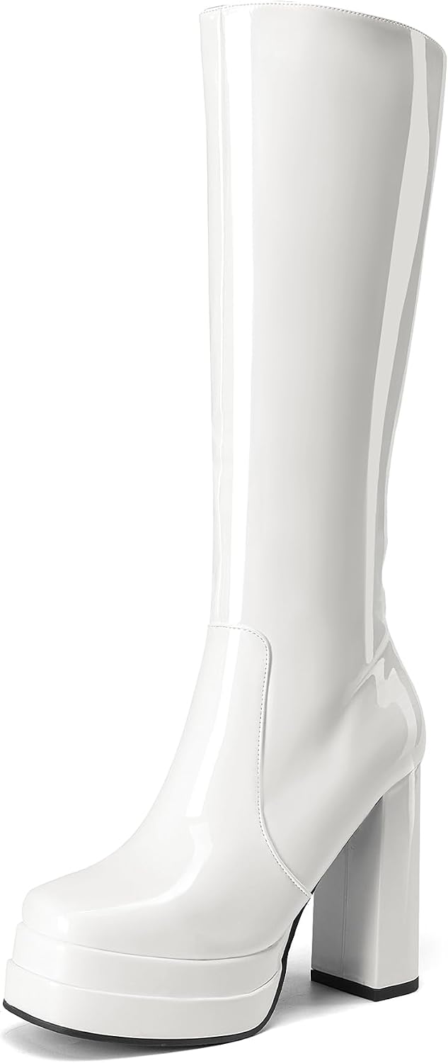 Detalle de DREAM PAIRS Women's Gogo Platform Knee-High Boots with 4.72-Inch Heel