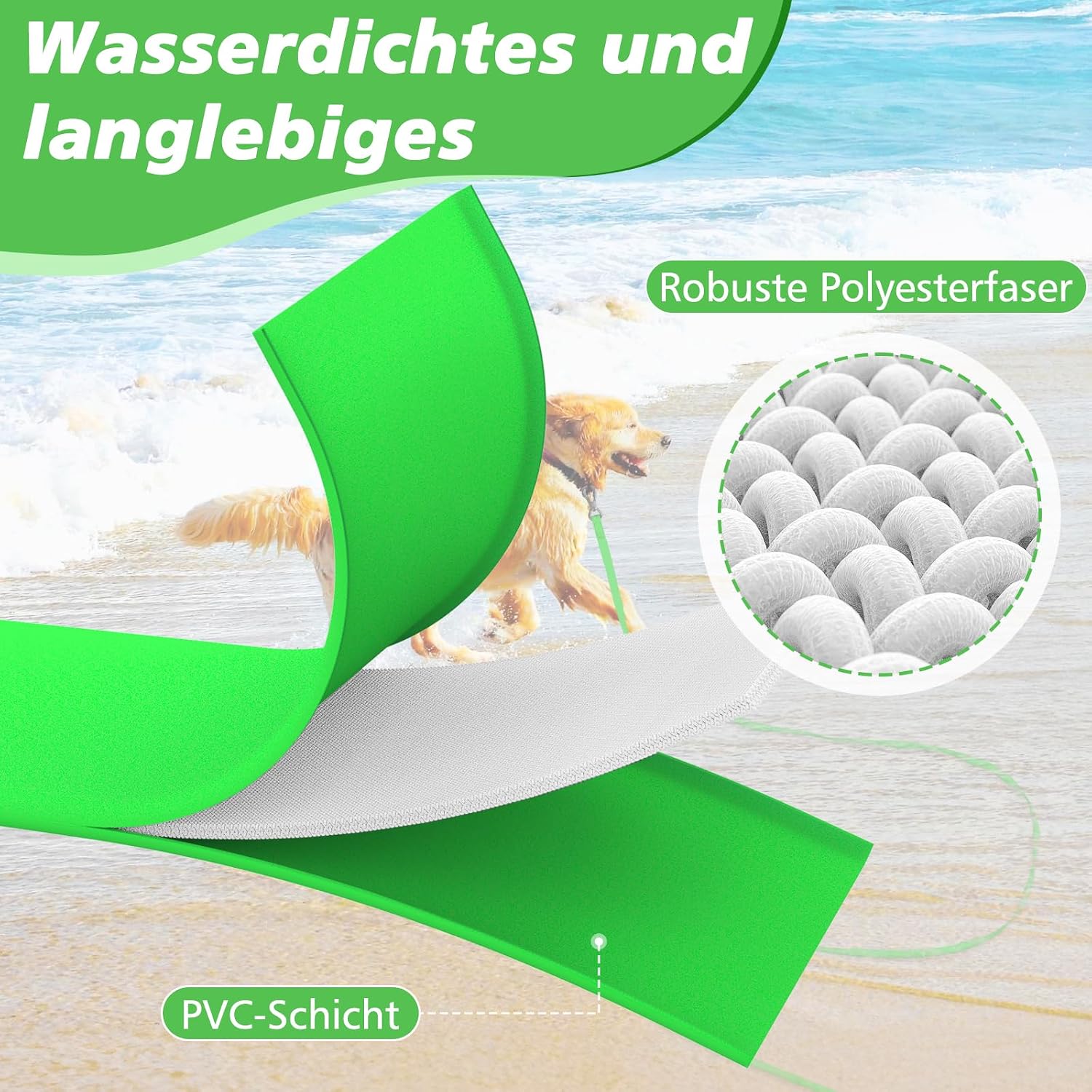 Detalle 2 de X XBEN Wasserdicht Schleppleine für Hunde 10M – robuste, schmutzunempfindliche Trainingsleine mit abschließbarem Karabiner
