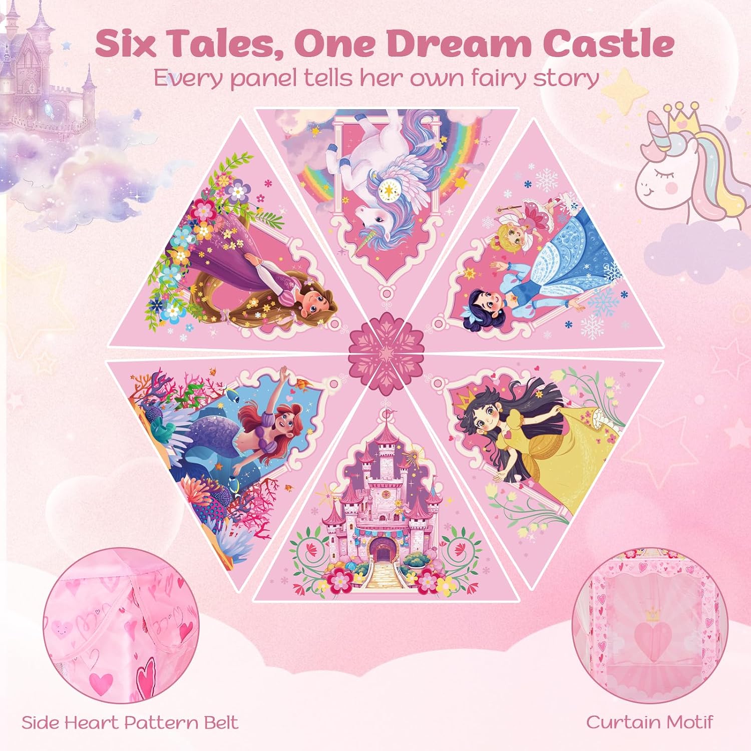Thumbnail 1 de Hamdol Hexagon Princess Play Tent, Pink Castle Playhouse with Carrying Bag
