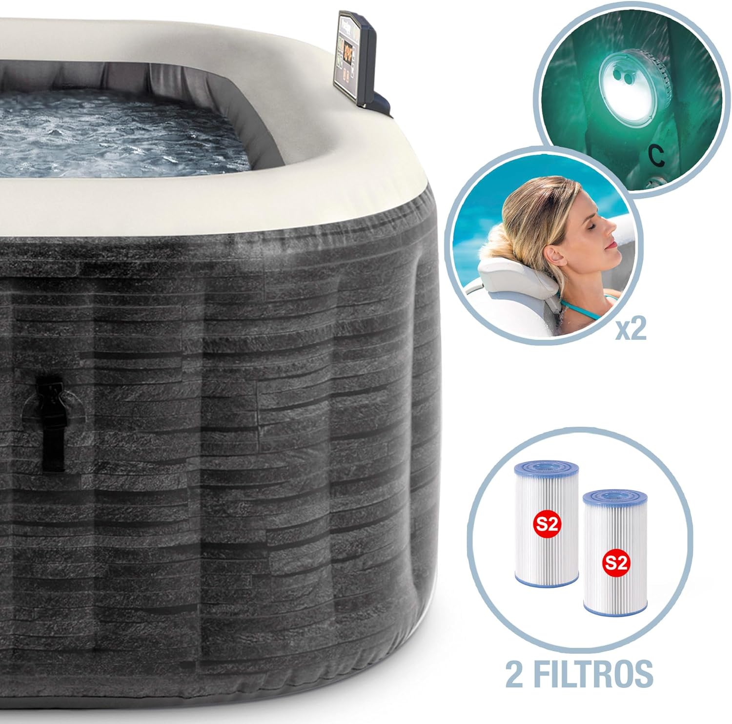 Detalle 1 de Intex Spa Hinchable Cuadrado Greystone Deluxe 4 Personas