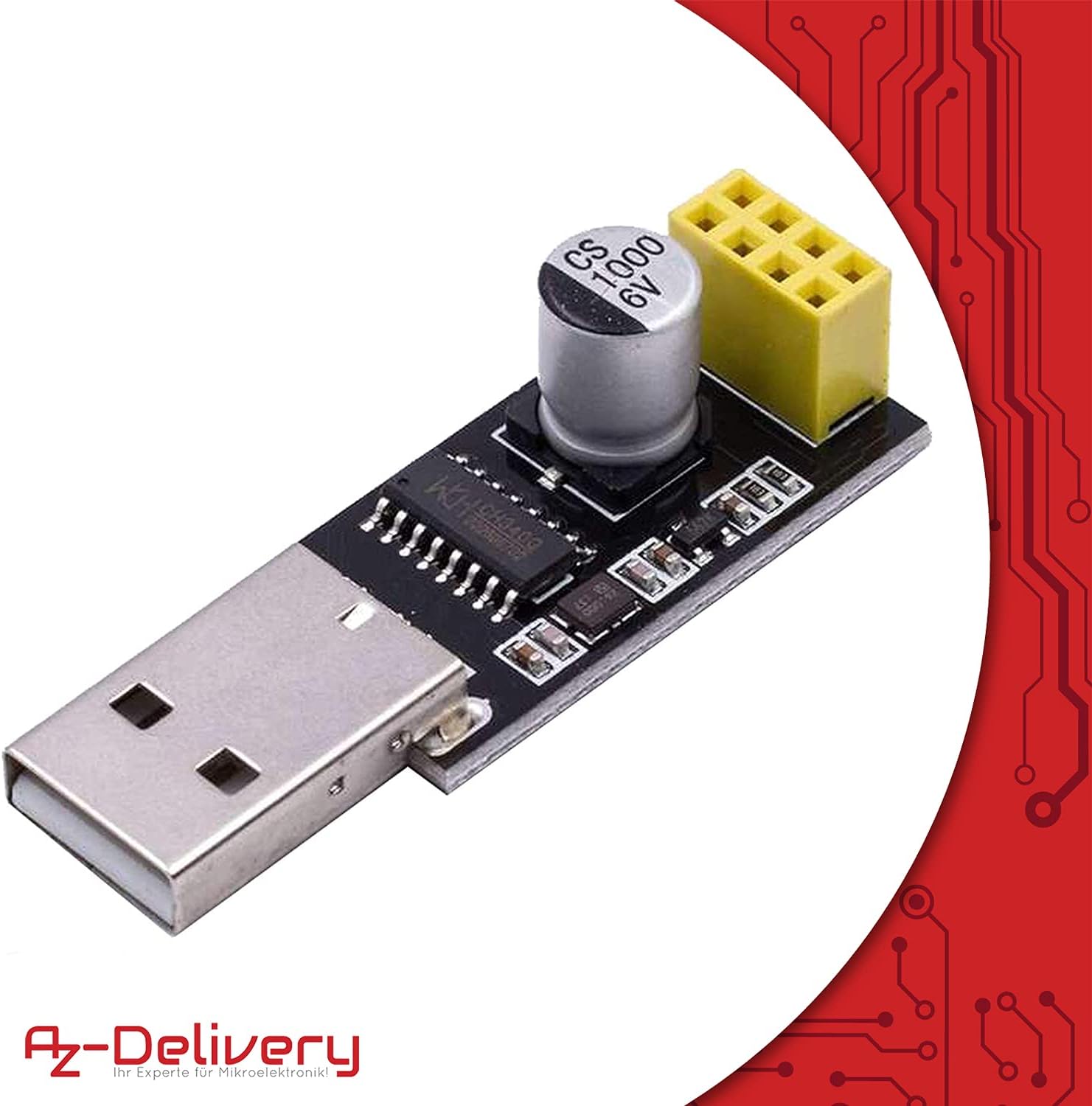 Thumbnail 5 de AZDelivery 5× ESP8266 ESP-01S mit USB-Adapter (CH340G) – WLAN-Modul kompatibel mit Arduino