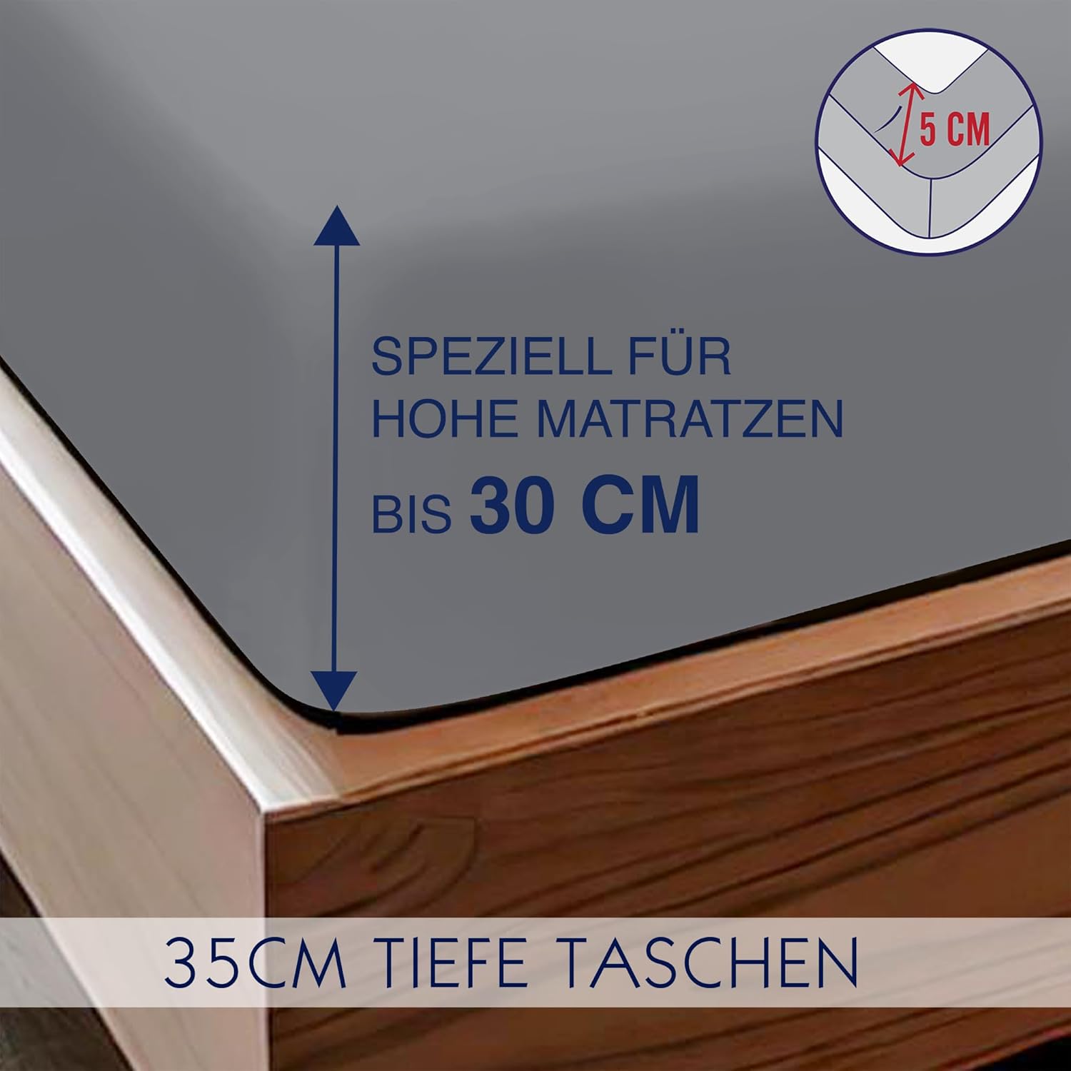 Detalle de BARBONS Spannbettlaken 180x200 cm – 35 cm Tiefe, OEKO-TEX, gebürstete Mikrofaser