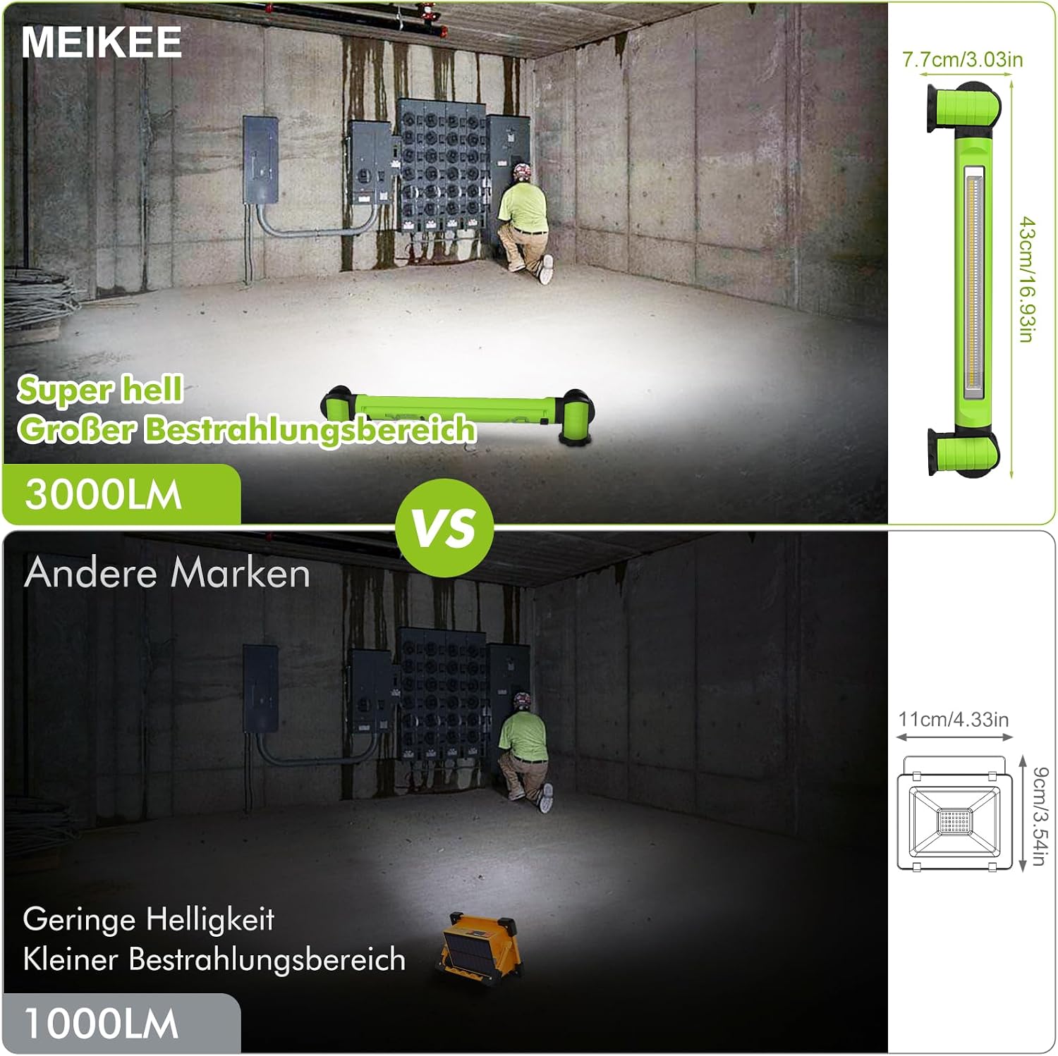 Thumbnail 5 de MEIKEE SWL-01 LED-werklamp met 3000 lumen, 6 lichtstanden en magneten