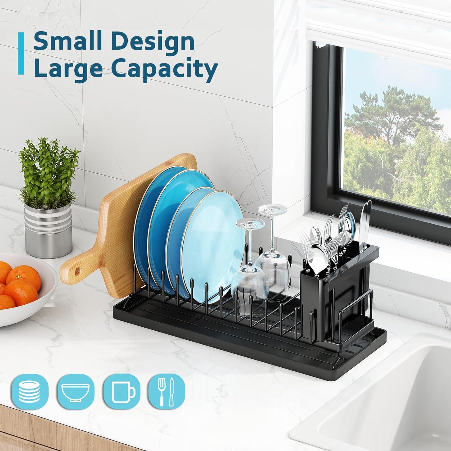 Detalle 2 de ANTOPY Small Dish Drying Rack Compact dish rack 🍽