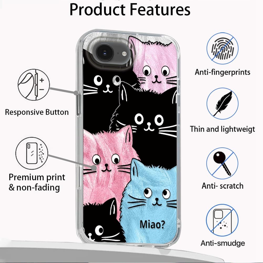 Thumbnail 2 de Tedyhulle Katzen-Muster Hülle für iPhone 7/8 / SE 2020 / SE 2022 – Dünne TPU/PC Schutzhülle, Katzendesign