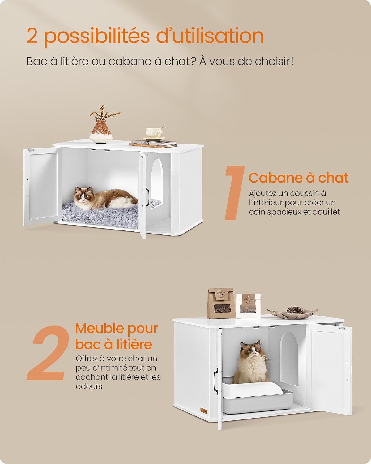 Detalle 2 de Feandrea Meuble Litière pour Chat 85×48,5×50 cm