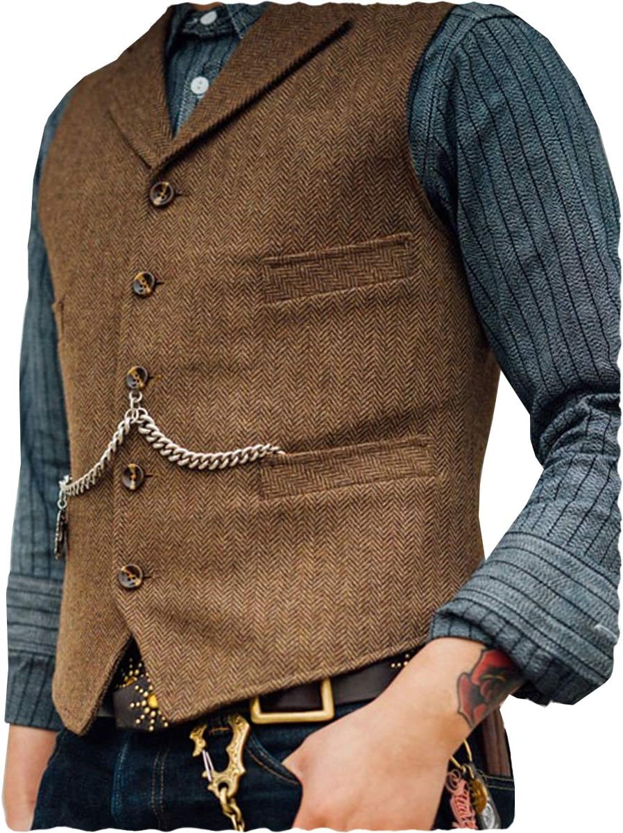 Thumbnail 6 de AeoTeokey Classic Wool Tweed Waistcoat – Herringbone Vest for Formal Wear